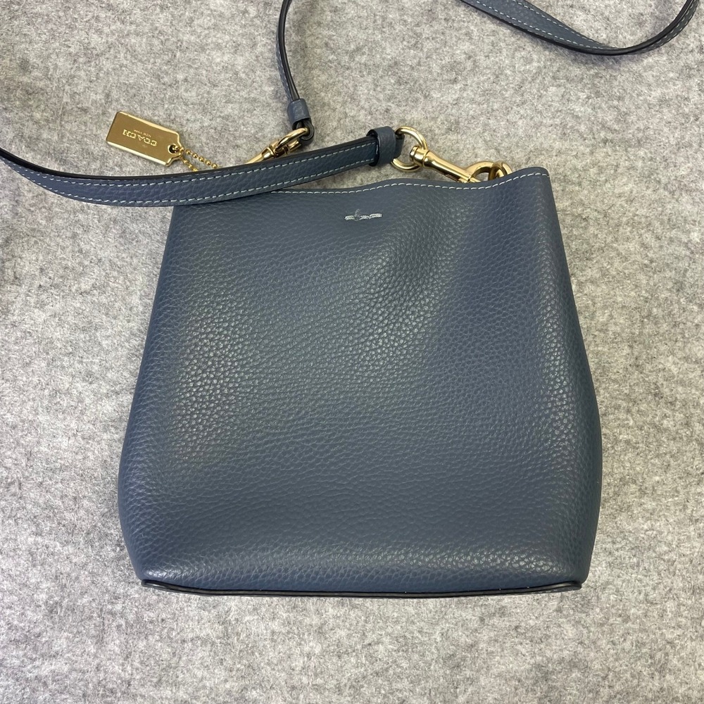 Coach Mollie Bucket Bag 22 Blue Pebble Leather Crossbody C7266 - Picture 11 of 16